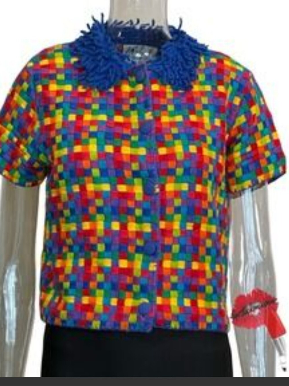 Michael Simon Top, Size M, Woven Knit, Cotton, MultiColor, Vintage